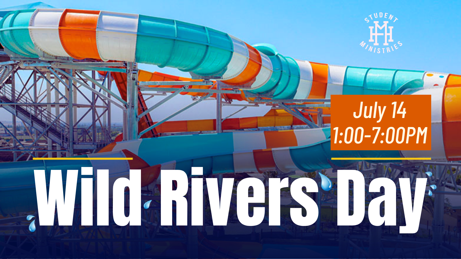 Navy and Yellow Modern Summer Water Park Flyer 1